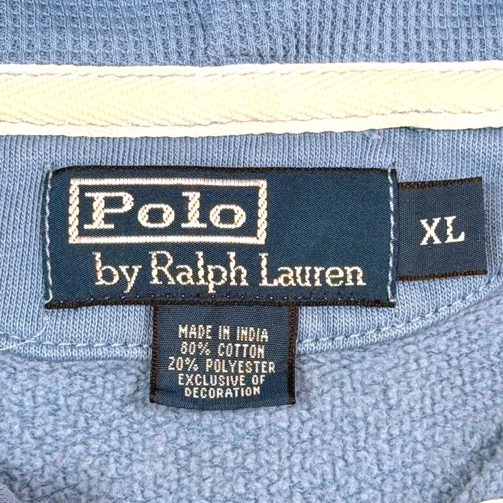 Vintage Polo Ralph Lauren Rugby Hoodie Sweatshirt XL Blue Pony Faded 90s Y2K